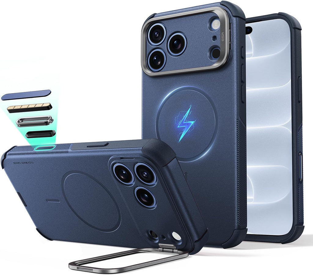 ESR - iPhone 17 Pro Max Case with Stand, 25.5 FT Military Grade Drop Protection with Camera Control, Shock Absorbing Rugged Cover, Compatible with Accessories