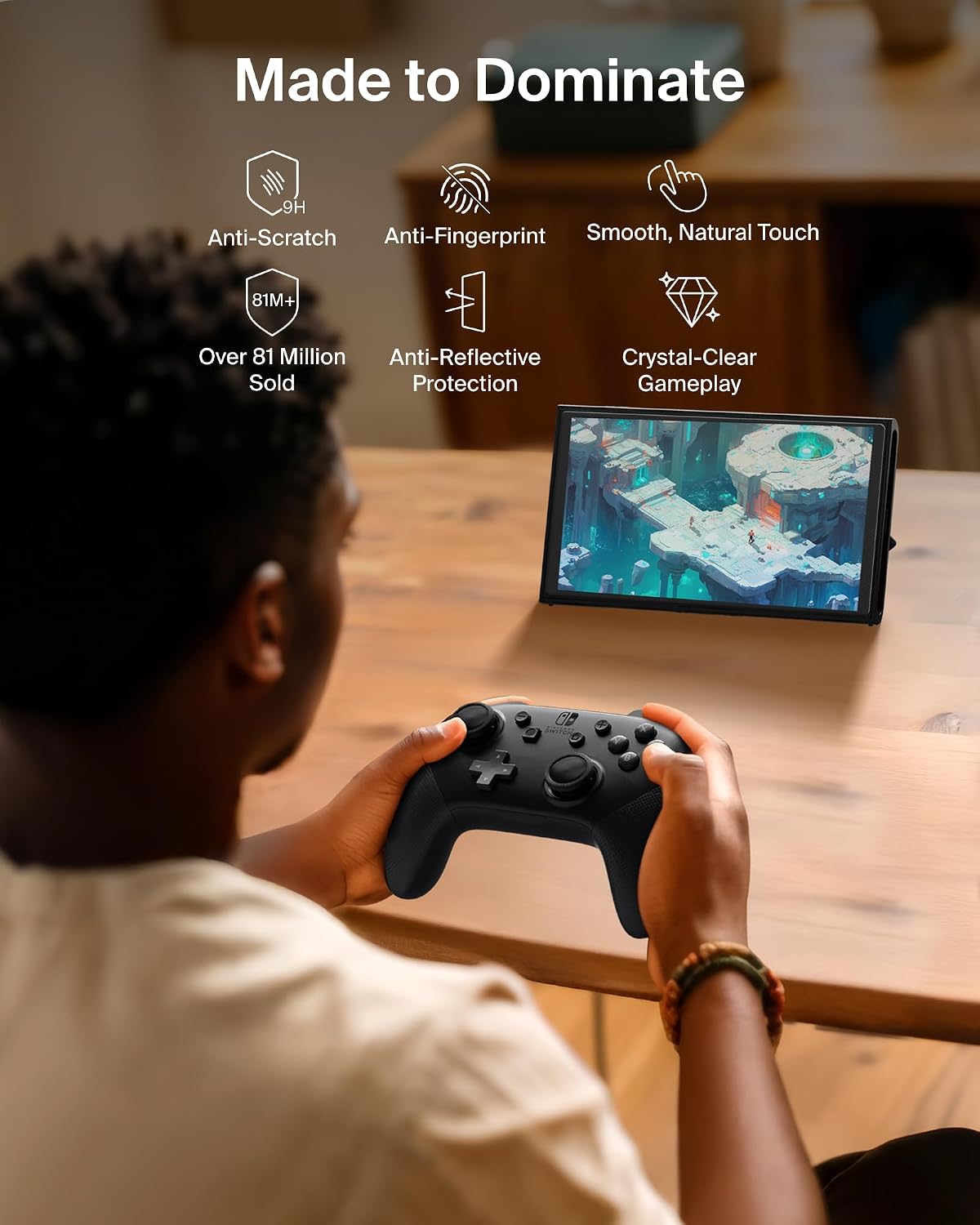 Belkin TemperedGlass Anti-Reflective Screen Protector for Nintendo Switch 2-9H Hardness, Slim, Scratch-Resistant - Includes Easy Align Frame for Bubble Free Application - Gaming Essentials