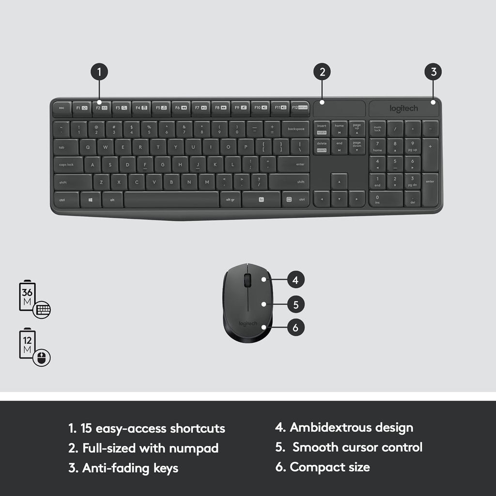 Logitech MK235 Keyboard and Mouse Combo — Black