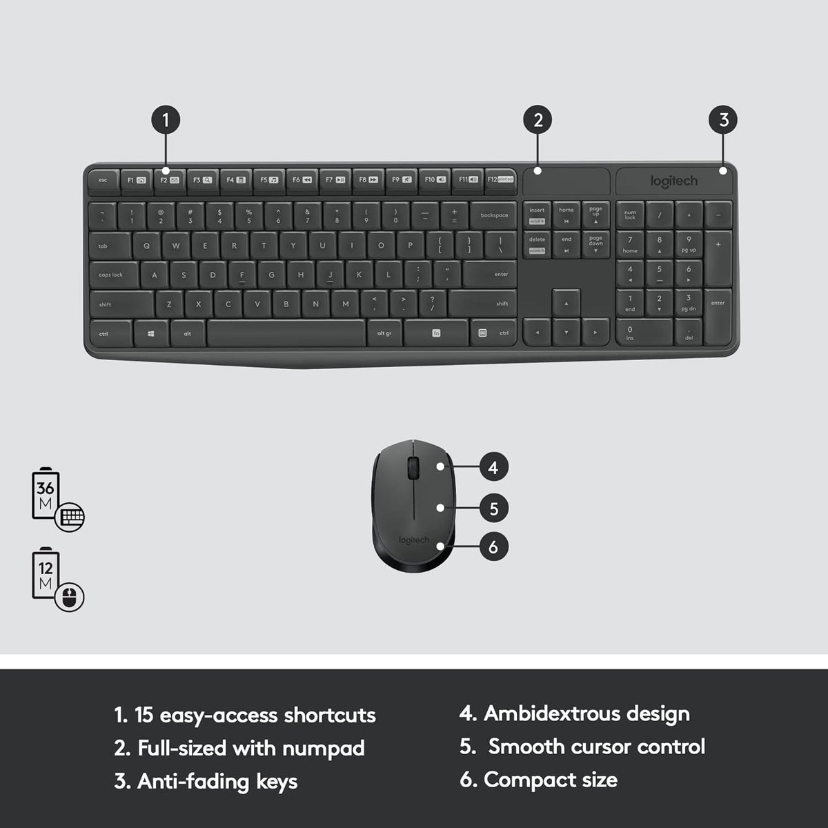 Logitech MK235 Keyboard and Mouse Combo — Black