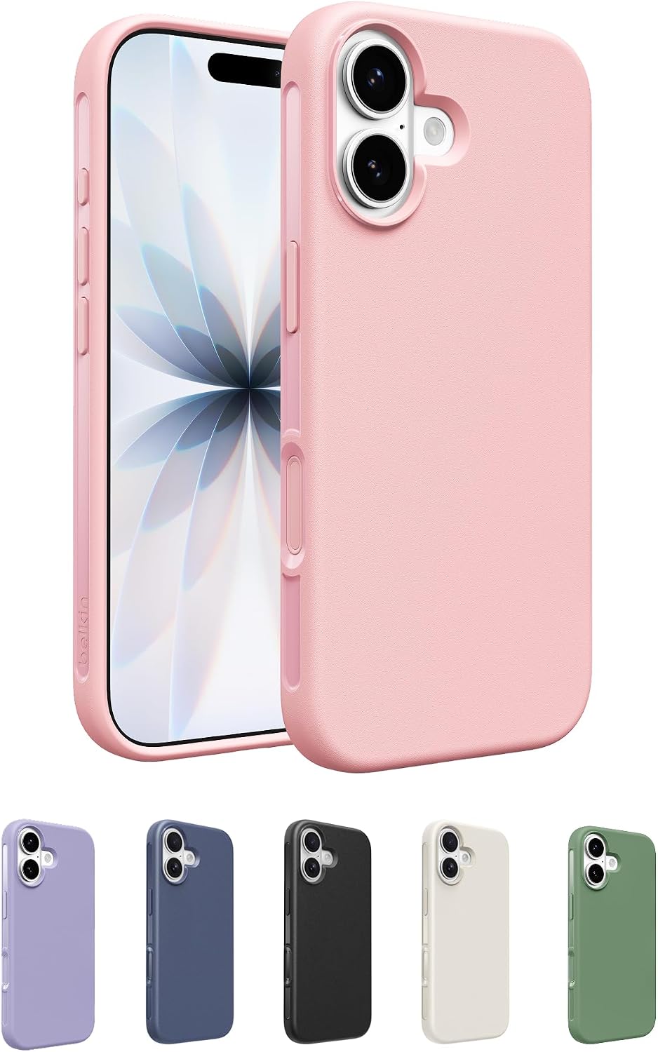 Belkin SheerForce Protect MagSafe Compatible iPhone 17 Case with Slim Design & Anti-Scratch Treated Coating - Magnetic, Transparent, & Shockproof Protective iPhone Case - Pink