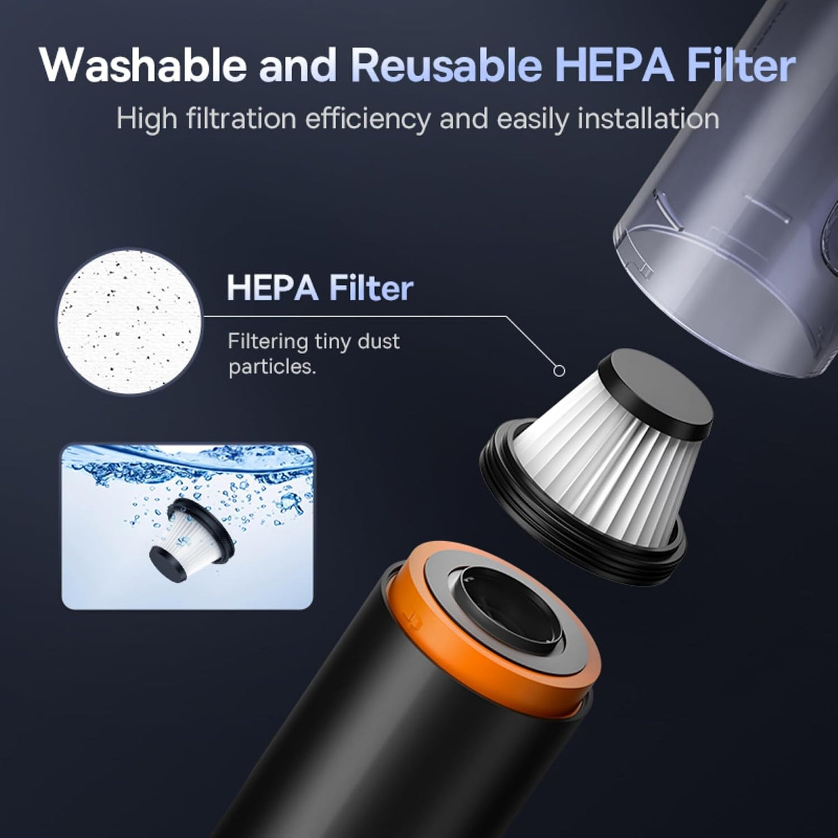 Baseus A5 Handheld Vacuum Cleaner, 16000Pa Cordless Suction, 130W Brushless Motor, 7500mAh Battery, USB-C Charging, HEPA Filter, for Car, Home, Office (Black) — 16000Pa-A5 — Black
