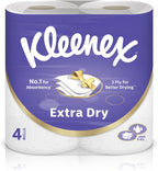 Kleenex Extra Dry Toilet Tissue Paper, 3 PLY, 4 Rolls x 140 Sheets, Embossed Bathroom Tissue with Superior Absorbency — front product image