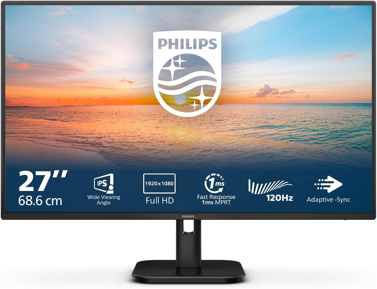 Philips 27E1N1100A - 27 Inch FHD Monitor, 100Hz, IPS, 4ms, Speakers, LowBlue mode, Cable managment, FlickerFree (1920 x 1080, 250 cd/m², VGA/HDMI 1.4) — black