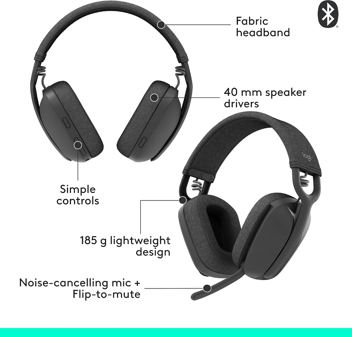 Logitech Zone Vibe 100 Headset — Graphite