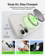 Belkin SheerForce Grip MagSafe Compatible iPhone 17 Case with Slim Design & Anti-Slip Side Lines - Magnetic, Transparent, & Shockproof Protective iPhone Case - Sand
