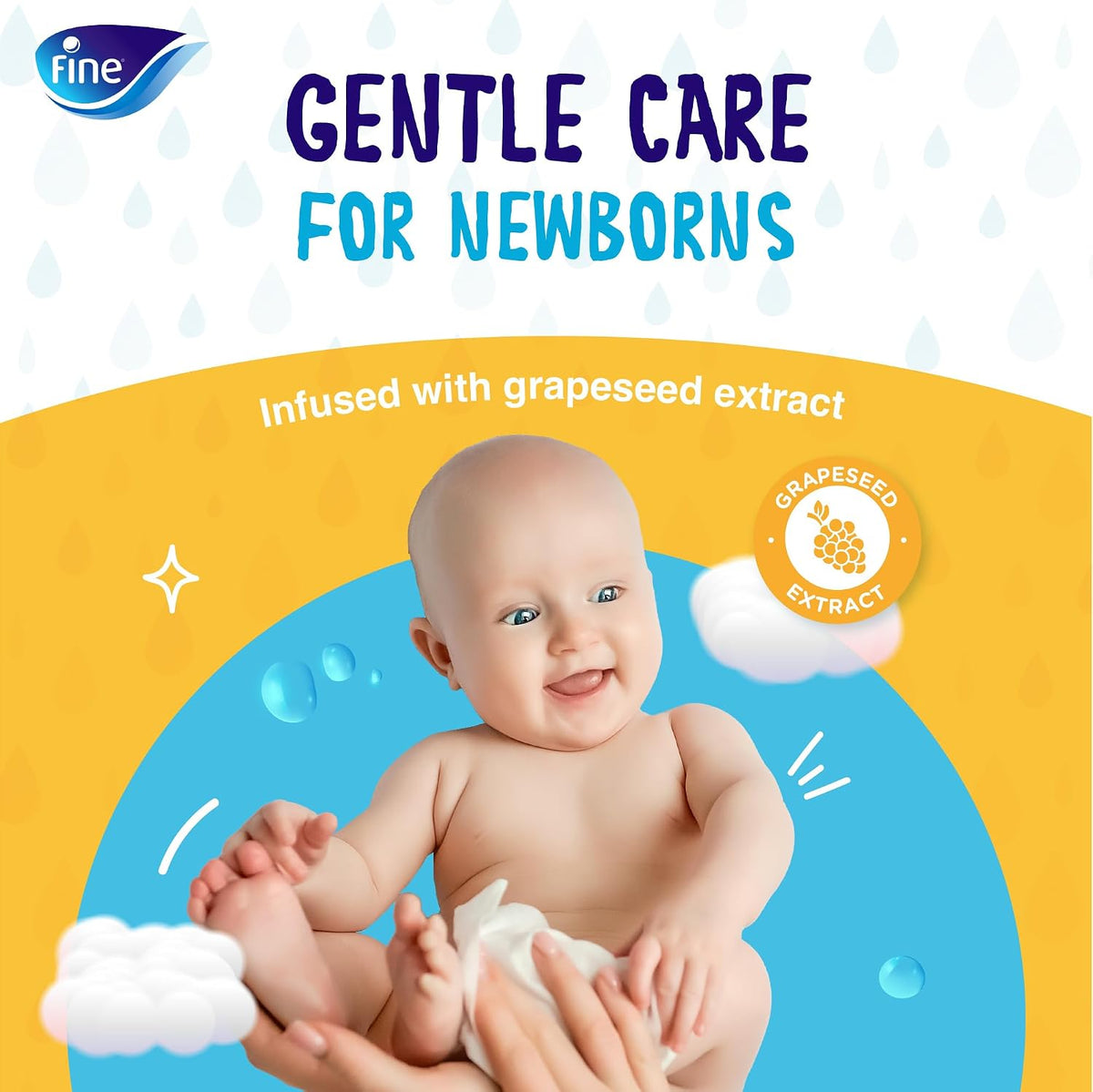 Fine Baby Water Wipes, 99% Pure Water, Free from Alcohol, Fragrance & Paraben, Pack of 6 x 72 Wipes (216 Wipes) — additional view 3