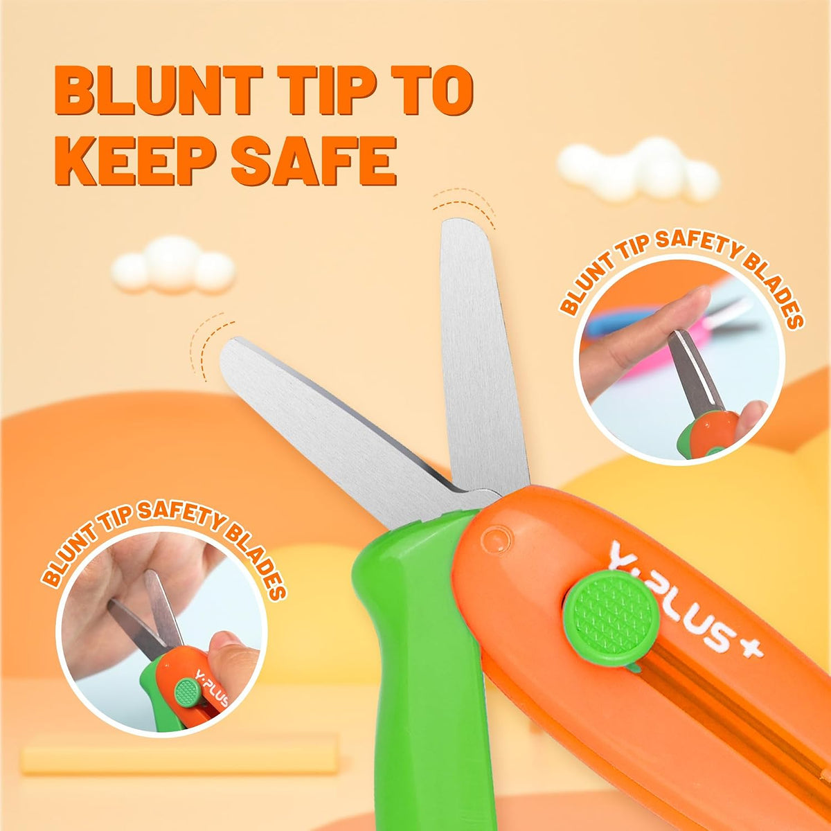 YPLUS Retractable Craft Scissors — Orange