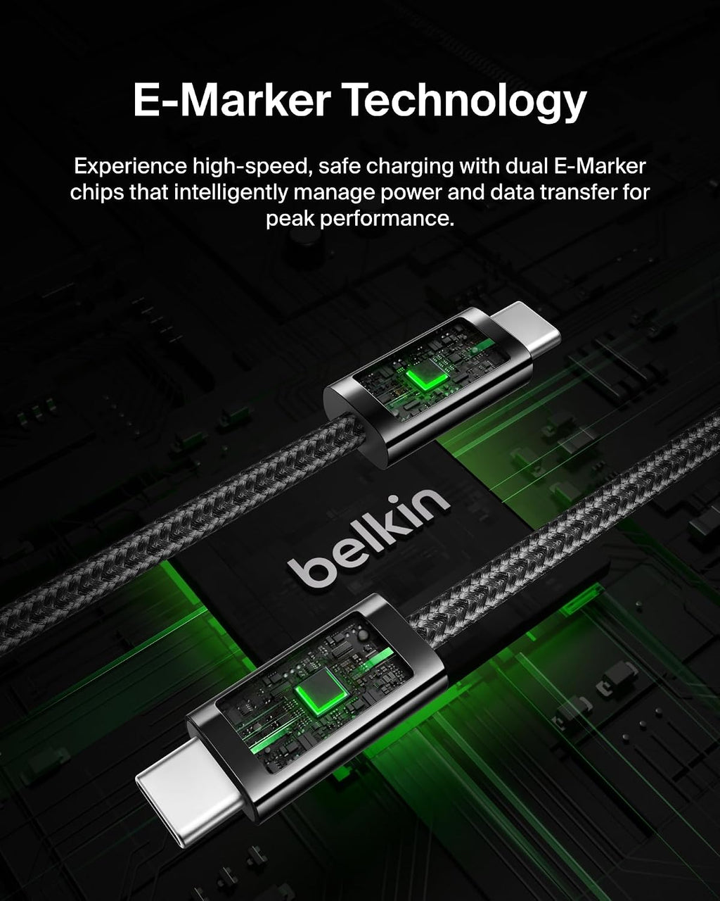 Belkin 2-Pack Braided USB-C to USB-C Cable 5ft 240W - Soft, Flexible Fast-Charging Cable, Type C Charger Cord for iPhone 17 & 16 Series, Galaxy S25, Pixel 10, iPad Pro, & More - Black