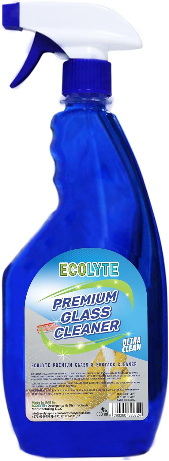ECOLYTE+ Disinfectant Ecolyte+ Premium Glass Cleaner & Surface Cleaner Liquid Detergent, surface cleaner, window cleaner, and Screen Cleaner Liquid | Kills 99.99% of Germs (650 ml) — front product image
