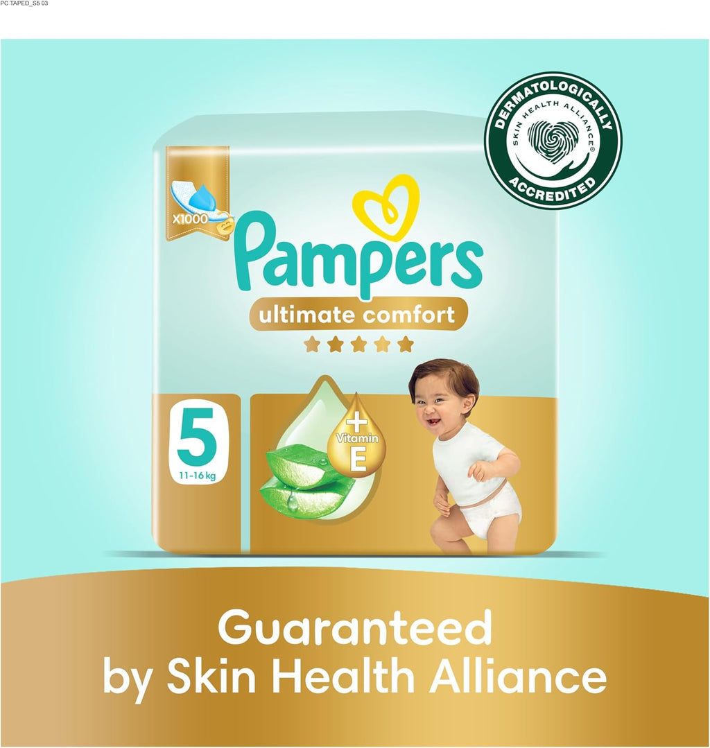 Pampers Ultimate Comfort Premium Taped Diapers 11-16kg Size 5 Box 186 Count