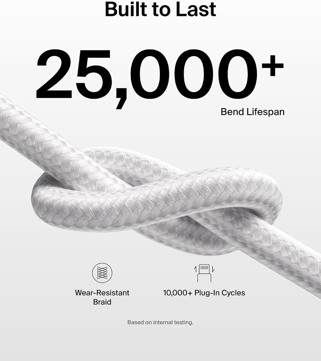 Belkin 2-Pack Braided USB-C Cable with Lightning Connector 5ft - Soft, Flexible Fast-Charging Cable, Lightning Charger Cord for iPhone 14 & Earlier Series, iPad 9th Gen, & AirPods - White