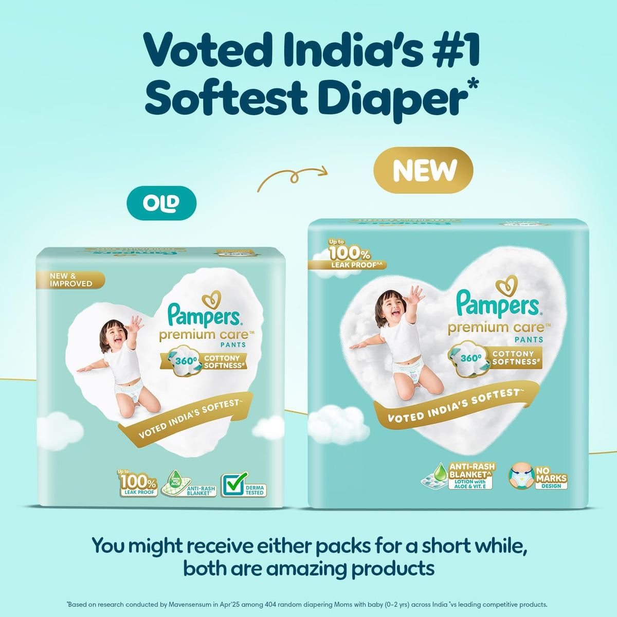 Pampers Premium Care Pants Style Baby Diapers, XX-Large (XXL) Size, 30 Count, All-in-1 Diapers with 360 Cottony Softness, 15-25kg Diapers