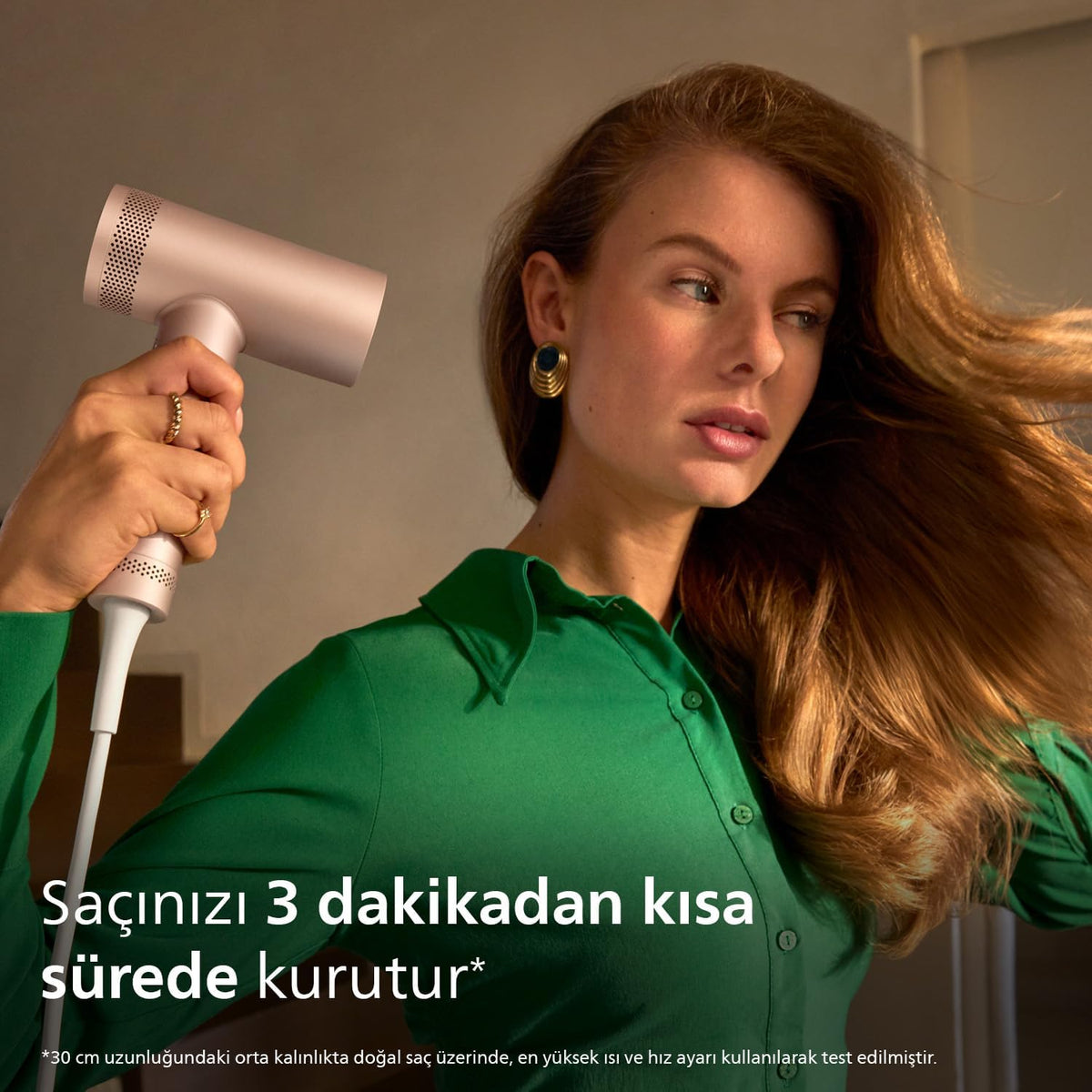 Philips Hair Dryer 8000 Series High Speed, ThermoShield Advanced, Ionic, Styling Piece & Diffuser, Scalp Care, 1400W, Pink Champagne, Model BHD837/10 — Rose Champagne