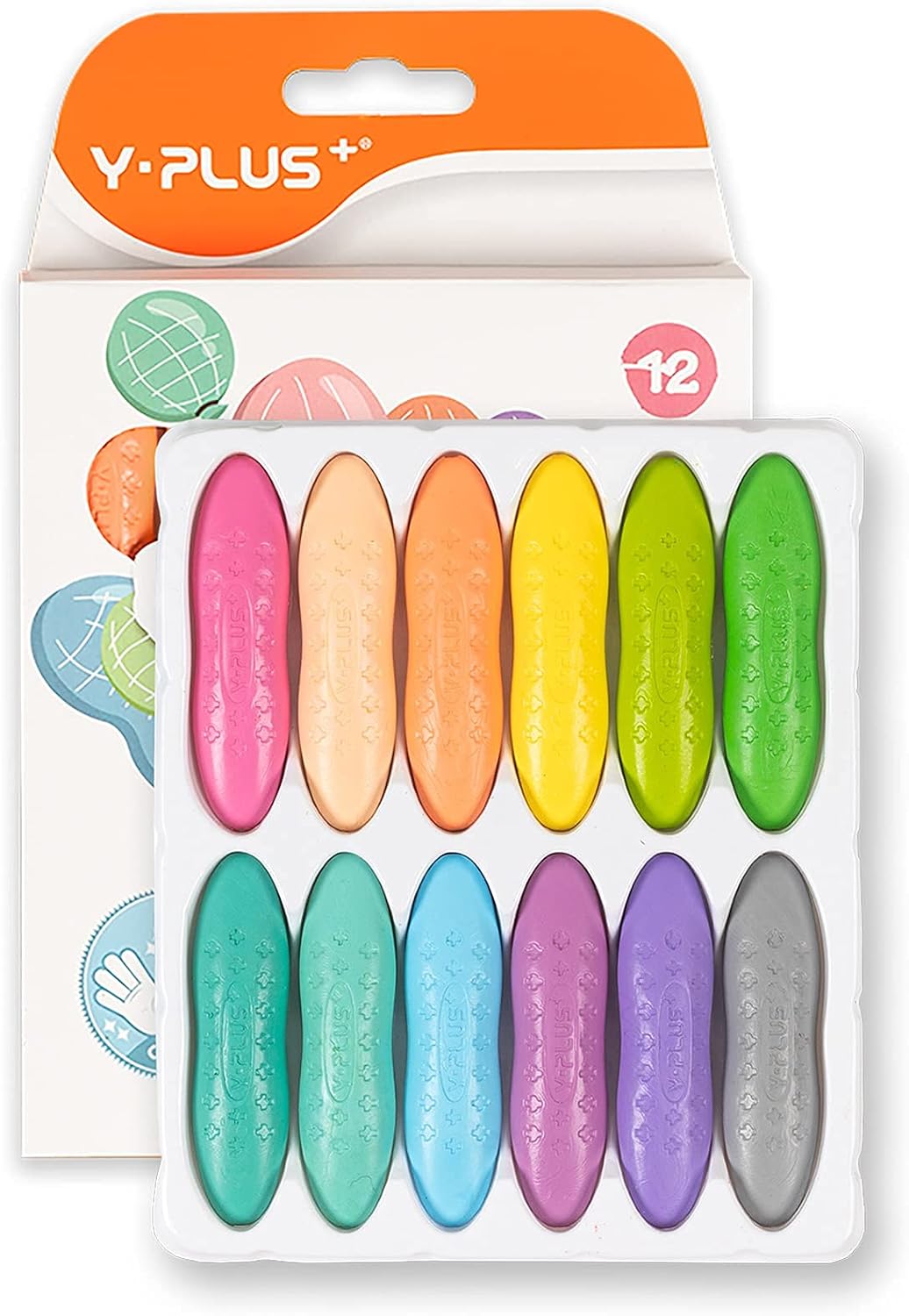 YPLUS Peanut-Shaped Crayons — 12 Pastel Colours