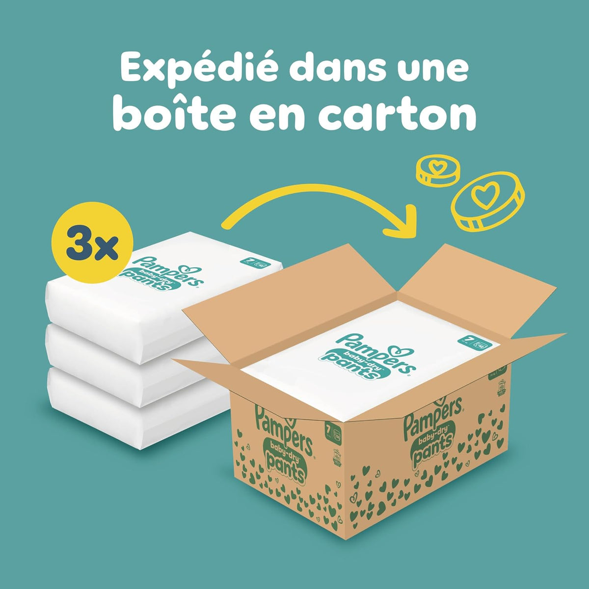 Pampers Nappies Pants Size 7 (17 kg+) Baby-Dry, Extra Large with Stop and Protection Pocket, Monthly Box, 126 Nappies