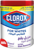 Clorox Powder Ultra Stain Remover and Supreme Whitener For White Clothes, 900g, Kills 99.9% of Germs — front product image