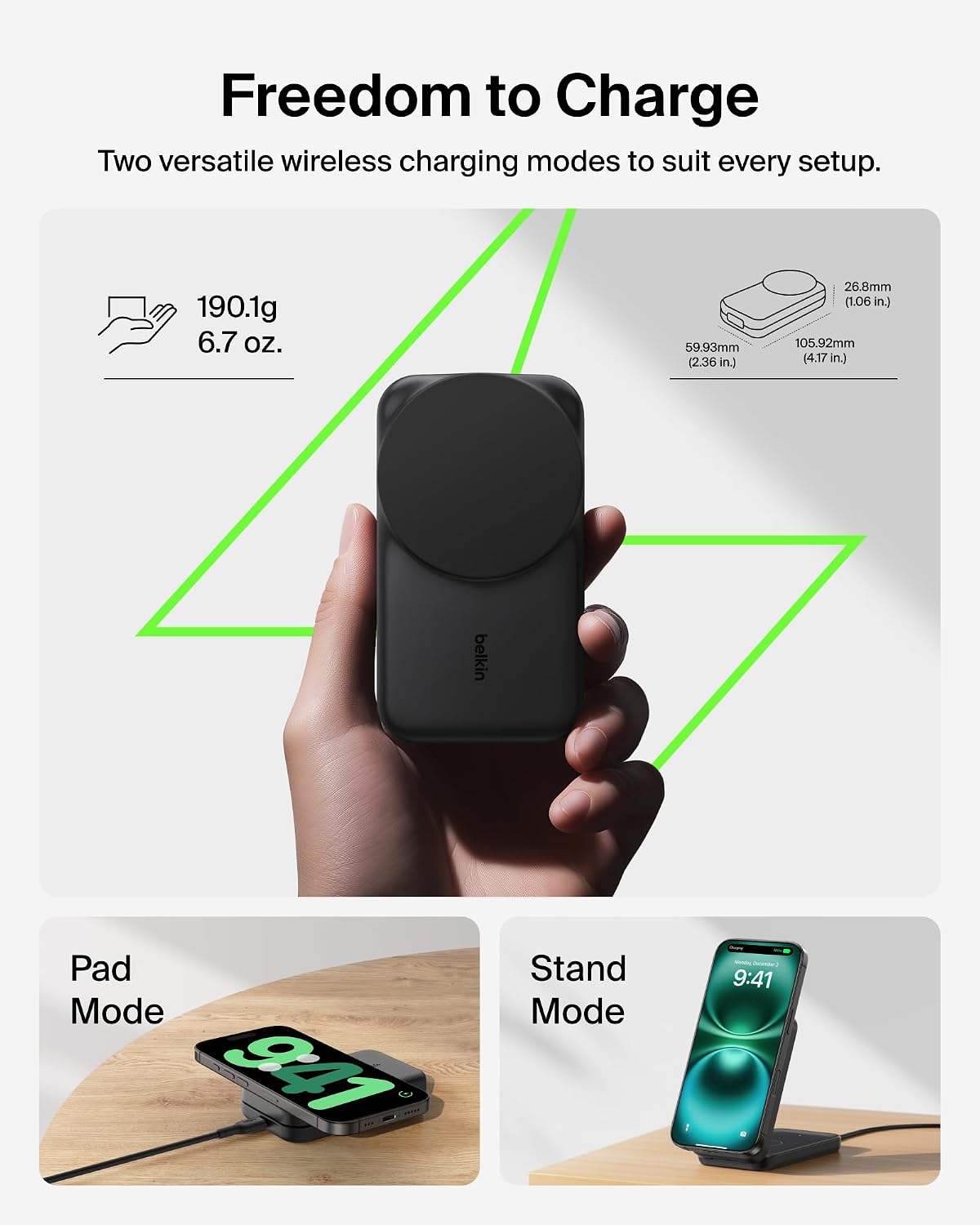 Belkin UltraCharge Magnetic Wireless Charger 25W, 3-in-1 Qi2.2 Certified MagSafe Compatible Fast Charger, Charging Station for iPhone 17, Air, Apple Watch, AirPods, Pixelsnap with 45W Adapter - Black