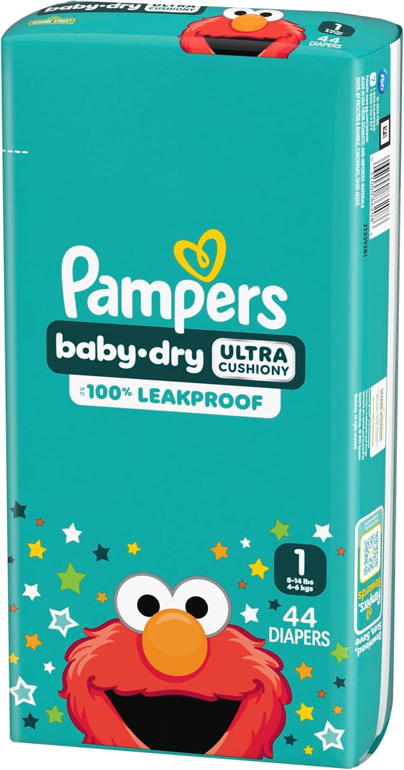 Pampers Baby Dry Diapers - Size 1, 44 Count, Absorbent Disposable Diapers