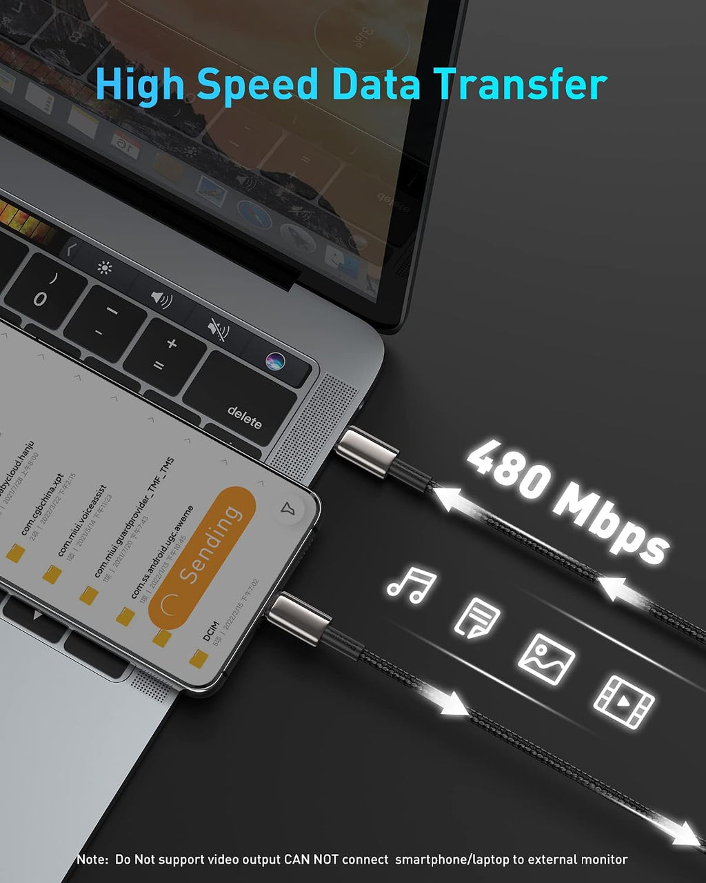 Baseus USB C Cable, Baseus 100W PD 5A QC 4.0 Fast Charging to Zinc Alloy Nylon Braided Type Data Cable — 3.3FT — Black