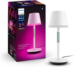 Philips Hue White & Color Ambiance Go Portable Table Lamp (530 lm), Dimmable Table Lamp for Hue Lighting System with 16 Million Colours, Smart Light Control via Voice or App, White — black