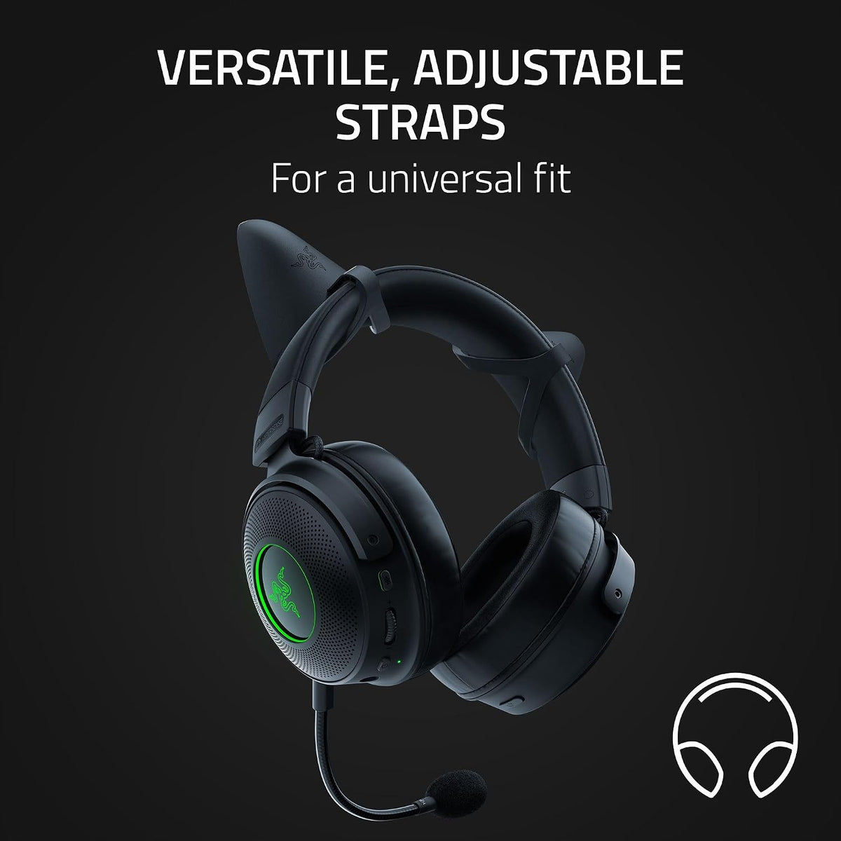 Razer Kitty Ears V2 — Black, Green — product image 3