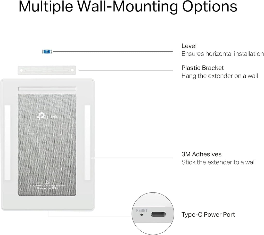 TP-Link AX3000 Wall-Mounted Wi-Fi 6 Range Extender Archer Air E5 | Ultra-Thin & Compact | Up to 2,700 sq. ft. | Dual Band Wi-Fi | Smart Beamforming Antennas | EasyMesh | Mounting Materials Included