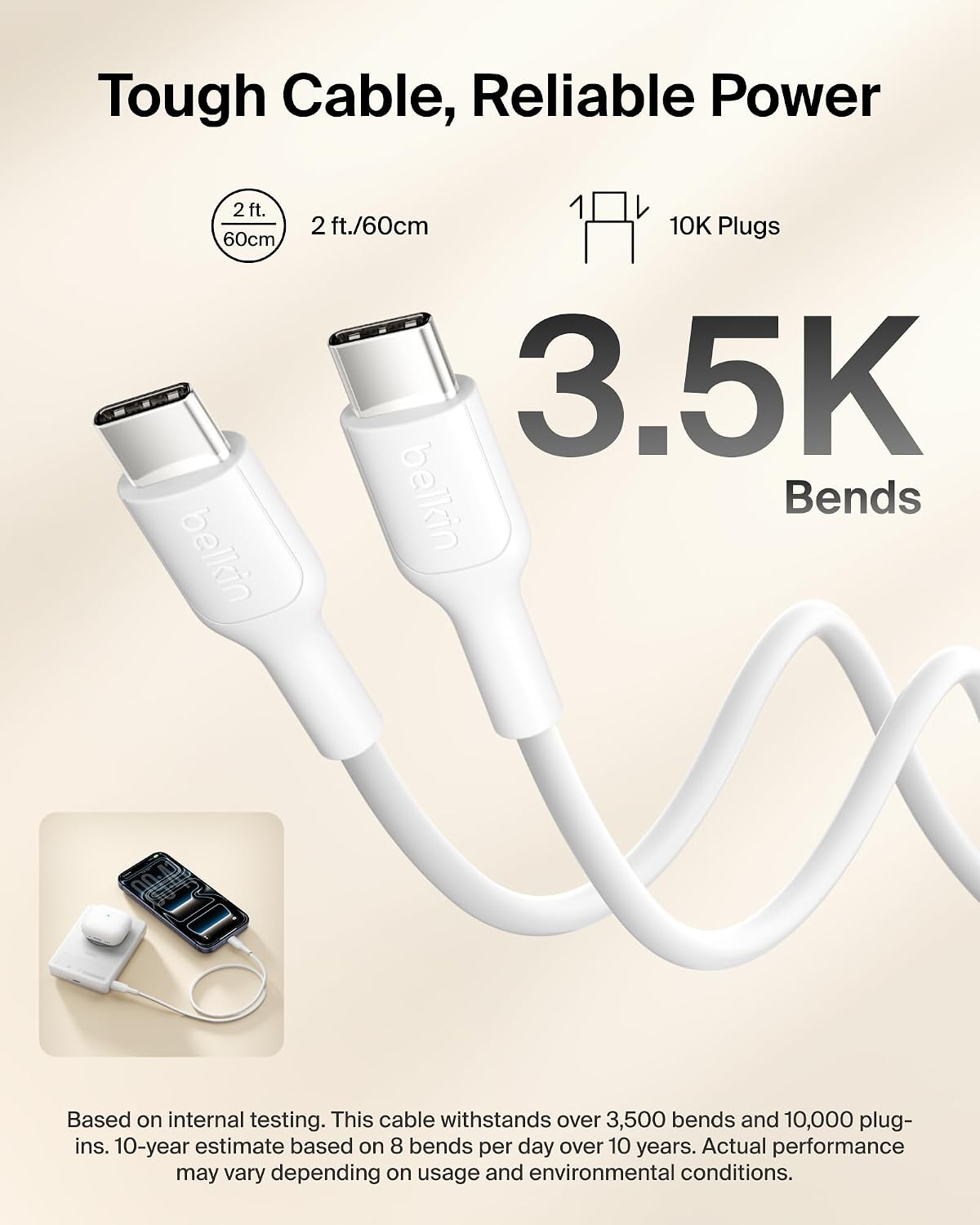 Belkin BoostCharge 10000mAh Slim Magnetic Power Bank with Kickstand - White