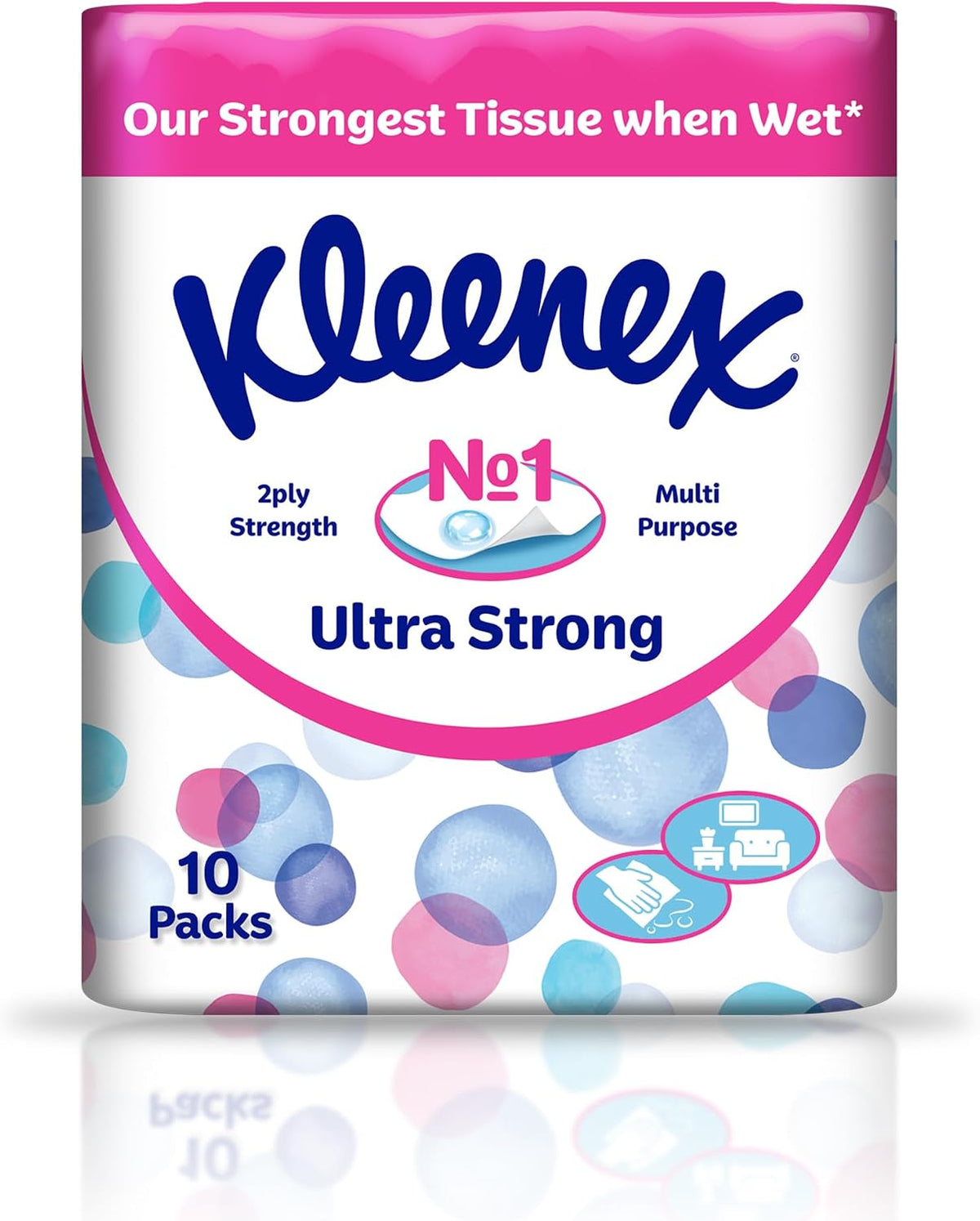 Kleenex Ultra Strong Facial Tissue, 2 PLY, 10 Soft Packs x 114 Sheets, Strong Multi Purpose Tissue — additional view 2