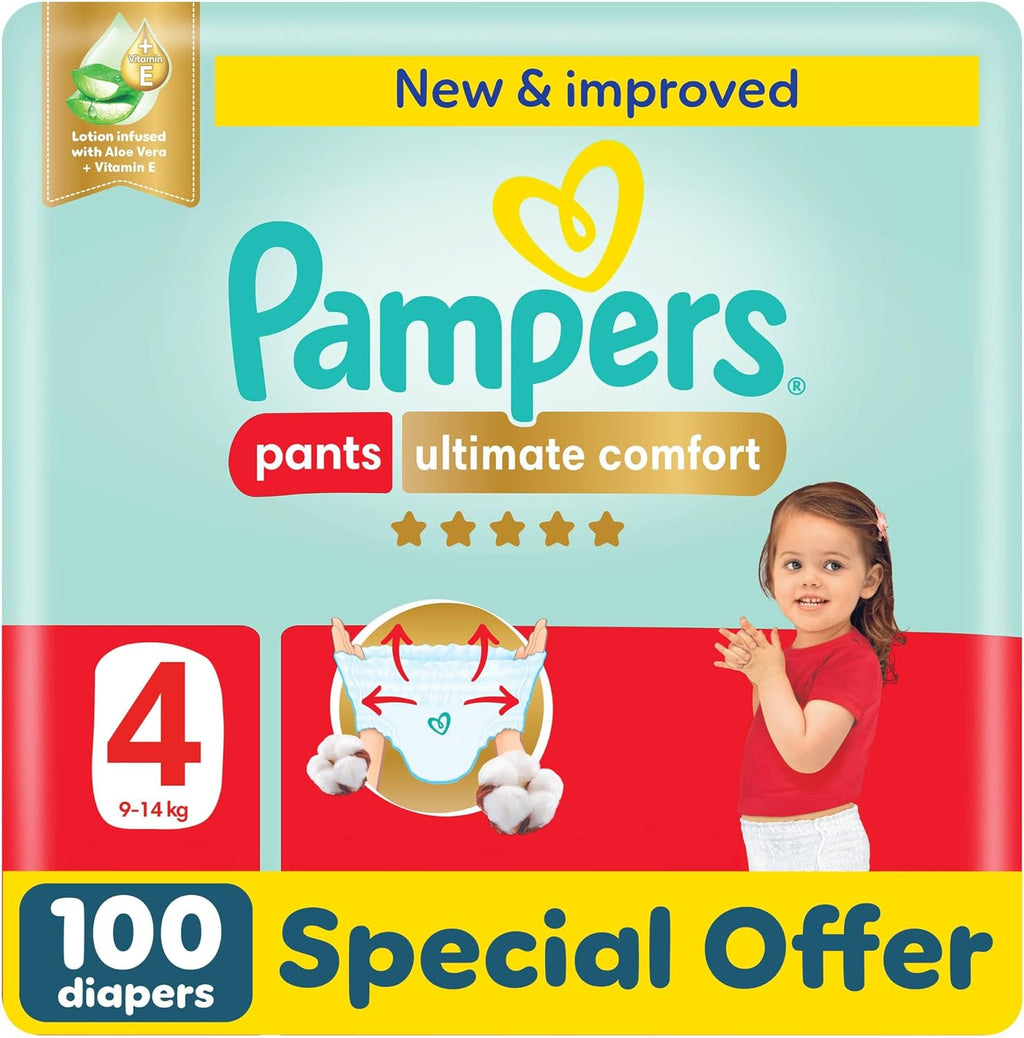 Pampers Ultimate Comfort Culotte Pants Diapers Size 4, 9-14kg SSP 100 Count