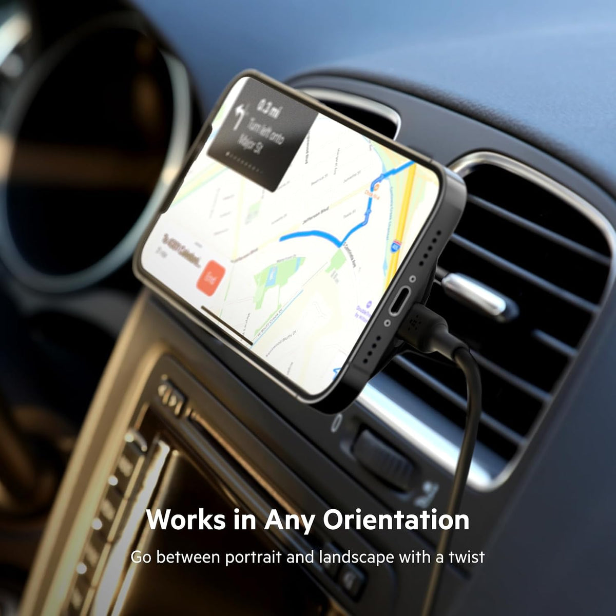 Belkin BoostCharge Wireless Charger, Magnetic Car Charger, Phone Mount Holder Compatible with MagSafe Enabled iPhone 16, iPhone 15, 14, 13, 12, Mini, Plus, Pro, Pro Max and More (Cable Included)