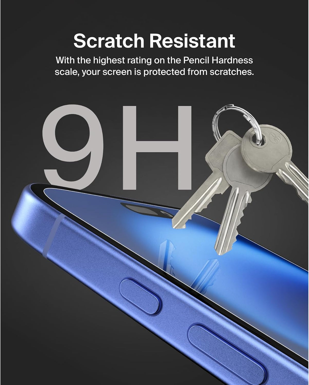 Belkin ScreenForce TemperedGlass Treated Screen Protector for iPhone 15 Plus, Slim, Crystal Clear, Scratch-Resistant Tempered Glass Film, Includes Easy Align Tray for Bubble Free Application
