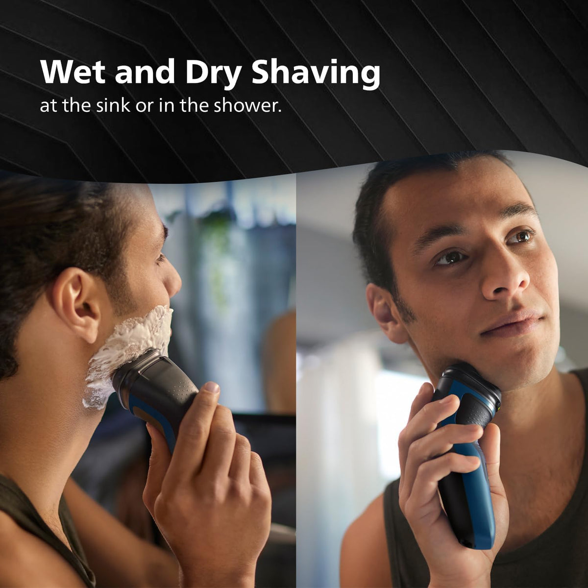 Philips Men's Electric Shaver, Wet and Dry Shaving, 3D Floating Heads, 27 Self-Sharpening Blades, Cordless, Waterproof S1151/03 (New Model) — Blue Malibu