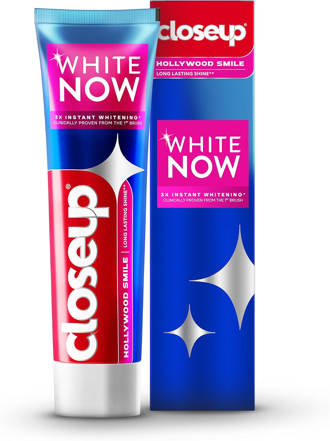 Closeup White Now Toothpaste, Hollywood Smile, 3x Instant Whitening from the First Brush, Long-Lasting Shine, 75ml — front product image