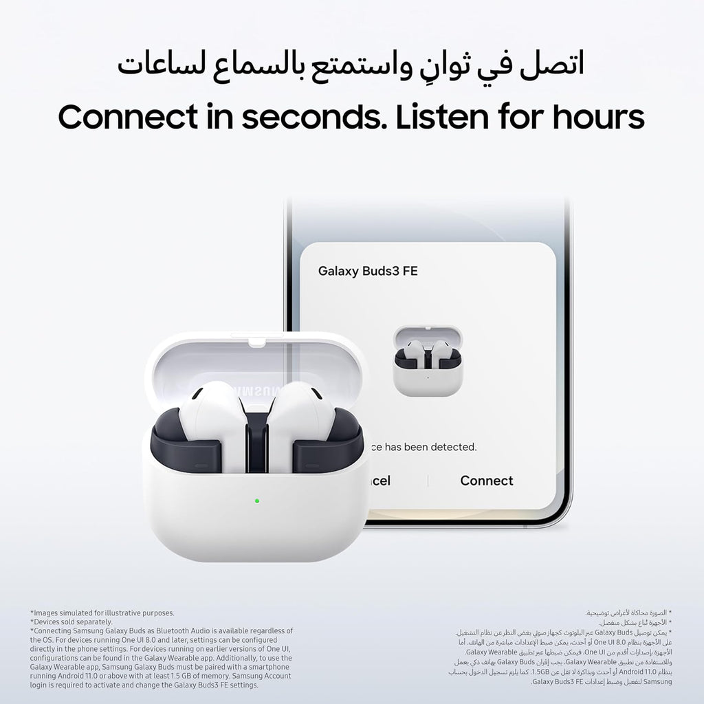 Samsung Galaxy Buds3 FE, Wireless Earbuds, Gray, Blade Design, Balanced Sound, 360 Audio, Active Noise Cancelling & Clear Call (UAE Version)