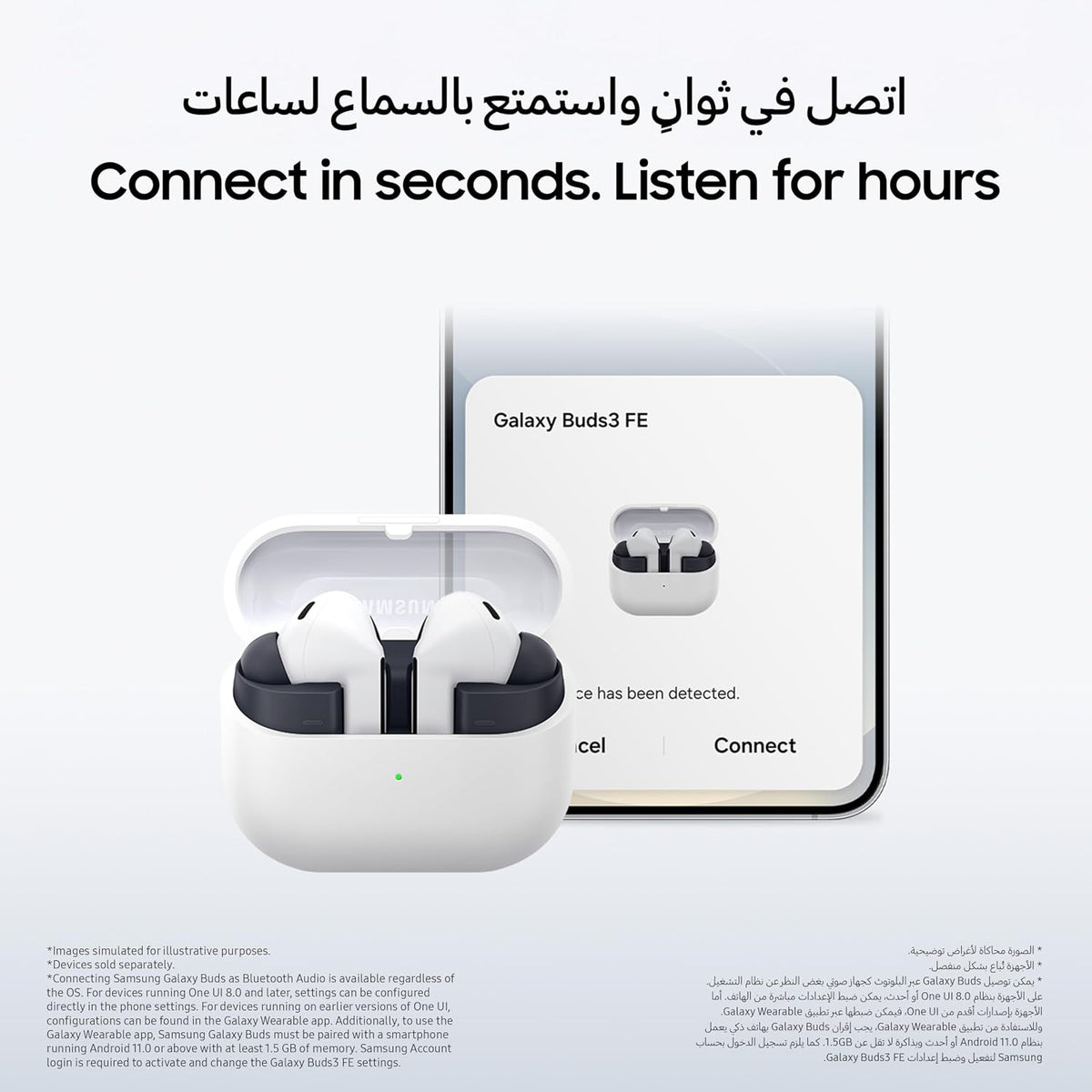 Samsung Galaxy Buds3 FE, Wireless Earbuds, Gray, Blade Design, Balanced Sound, 360 Audio, Active Noise Cancelling & Clear Call (UAE Version)