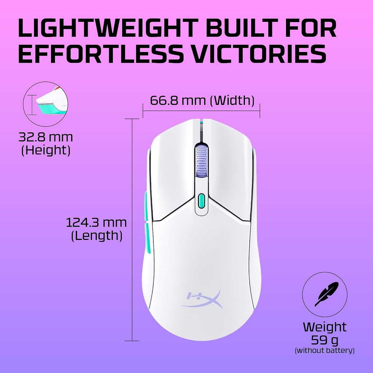 HyperX Pulsefire Haste 2 Core Wireless — White — product image 3