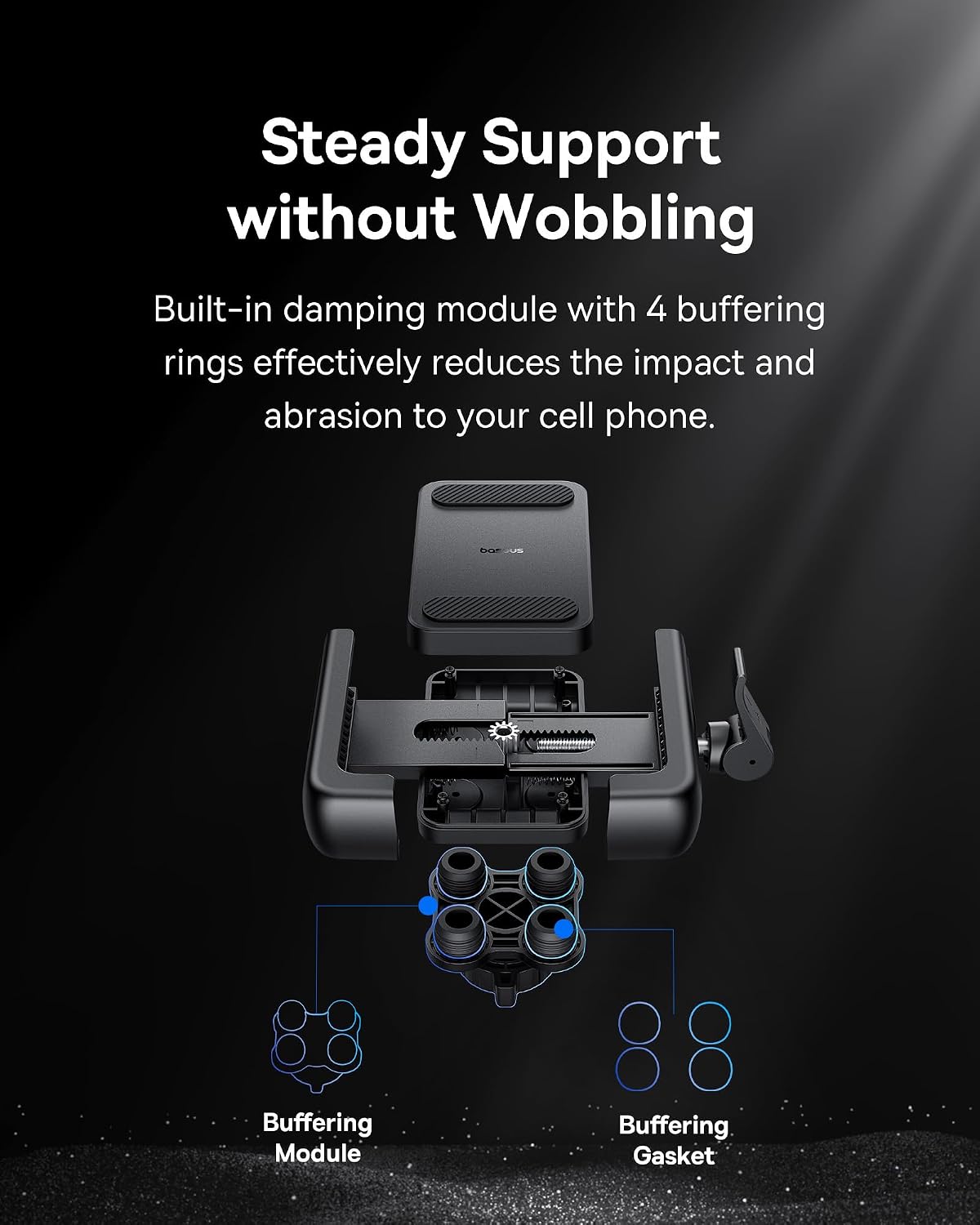 Baseus GoTrip Series Motorcycle & Bike Phone Mount , Universal 8-Claw Anti-Shake Smartphone Holder , 360° Rotatable, One-Hand Auto Clamp , Fits 5.7"-7.2" Phones