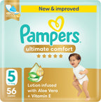 Pampers Ultimate Comfort Premium Taped Diapers 11-16kg Size 5 GP 56 Count
