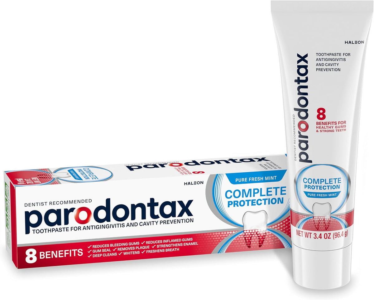 Parodontax Complete Protection Toothpaste for Bleeding Gums, Gingivitis Treatment and Cavity Prevention, Pure Fresh Mint - 3.4 Ounces — front product image
