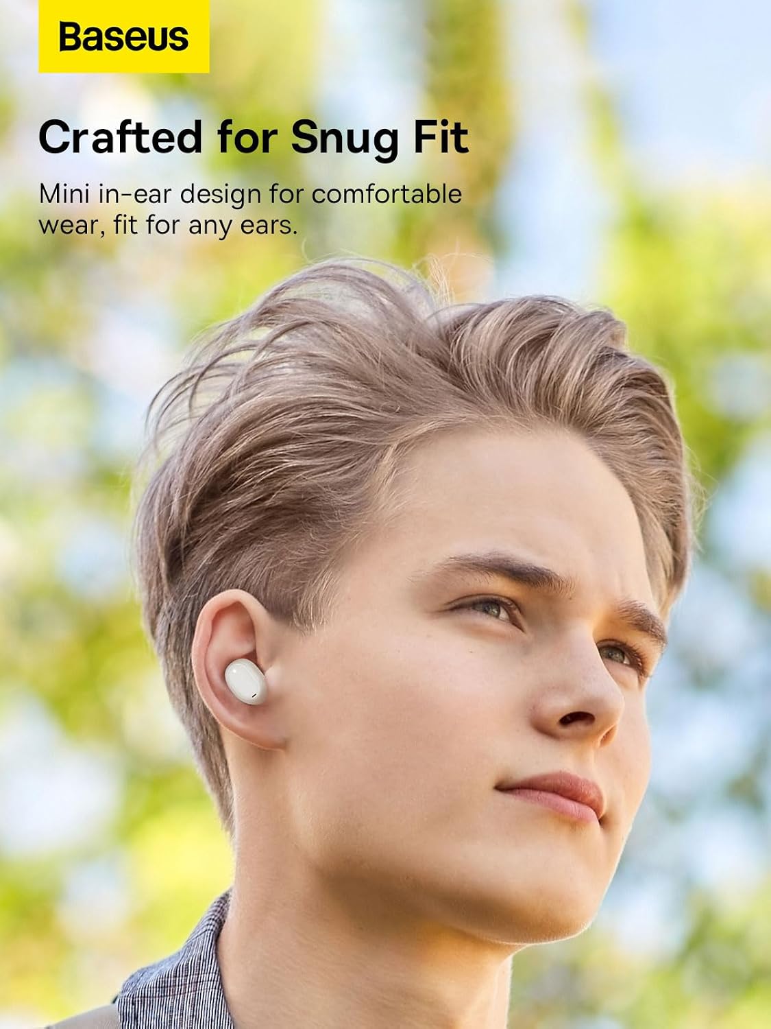 Baseus Bowie EZ10 True Wireless Earbuds, Mini In-Ear Wireless Headphones With Bluetooth 5.3, Smart Touch Control Wireless Earphone and Earpods — White