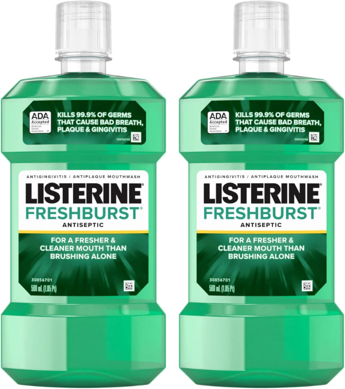 Listerine Freshburst Antiseptic Mouthwash, 500 ml, 2-Pack — front product image