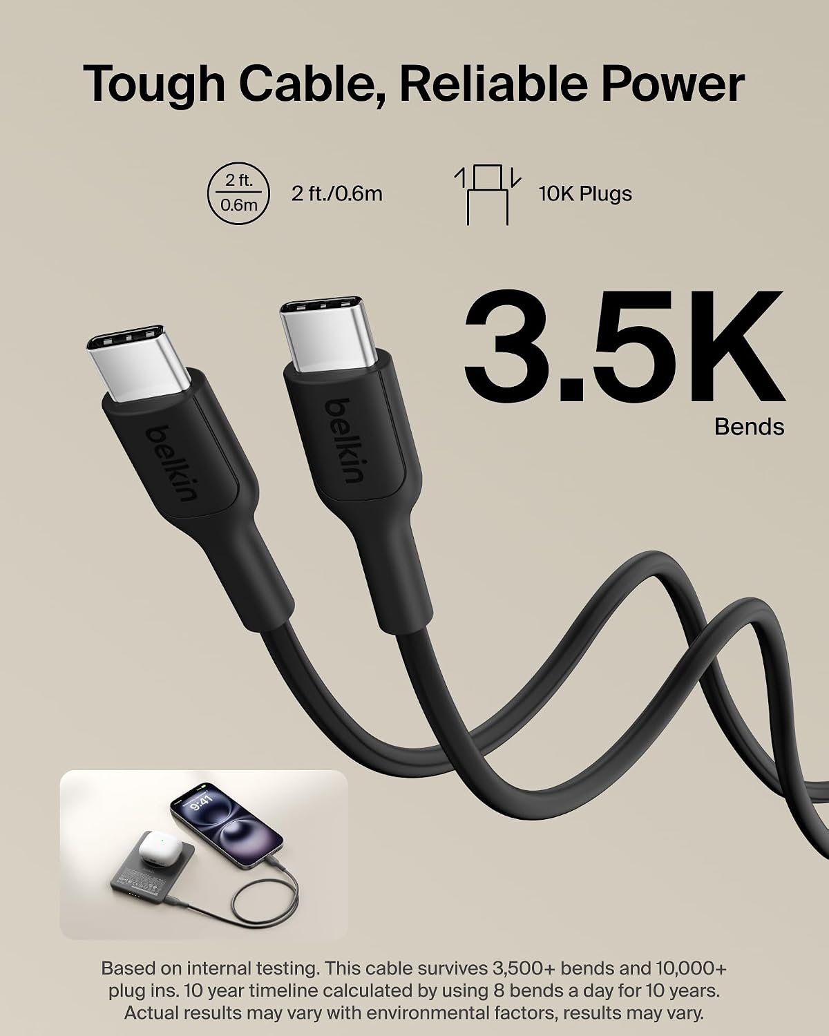 Belkin BoostCharge 5000mAh Magnetic Power Bank with Magnetic Ring - Black
