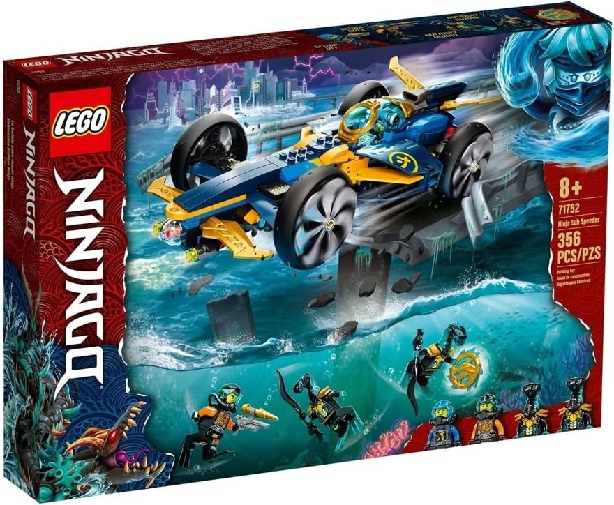 LEGO NINJAGO Ninja Sub Speeder 71752 Building Kit; Amphibious Car Toy with NINJAGO Cole and Jay Minifigures; New 2021