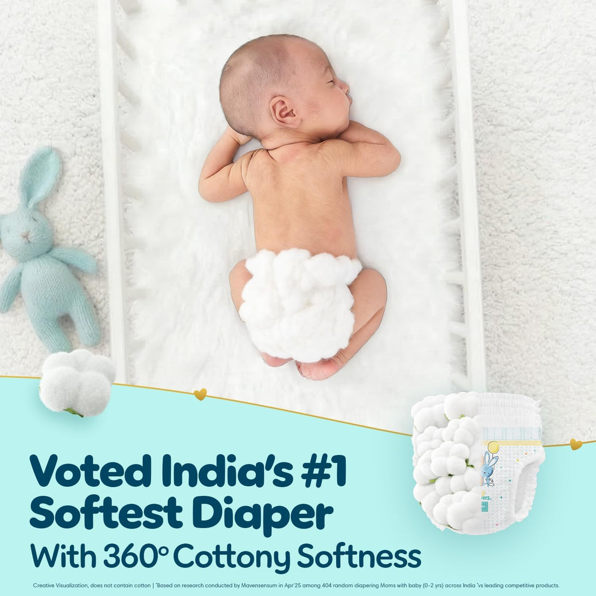Pampers Premium Care Pant Style Baby Diapers S 26 Count | No Marks Design | Voted India’s #1 Softest Diaper | All in 1 diaper with 360 Cottony Softness