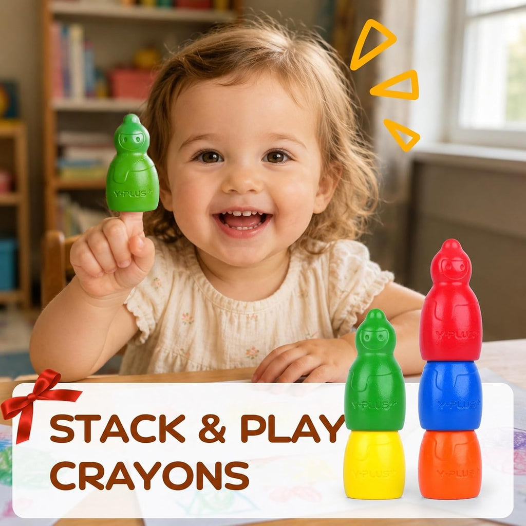 YPLUS Stackable Jumbo Crayons — 16 Colours