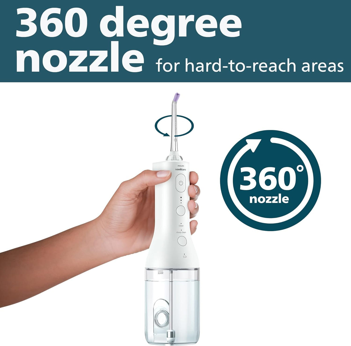 Philips SONICARE Philips Cordless Power Flosser 3000 + 2 Additional Nozzles (4 Total) White, HX3827/21 — New White + 4 Nozzles