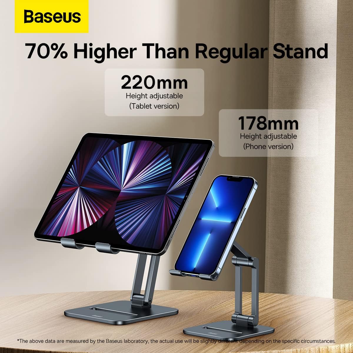 Baseus Metal Foldable Tablet Stand, Angle and Height Adjustable Phone Stand for Desk