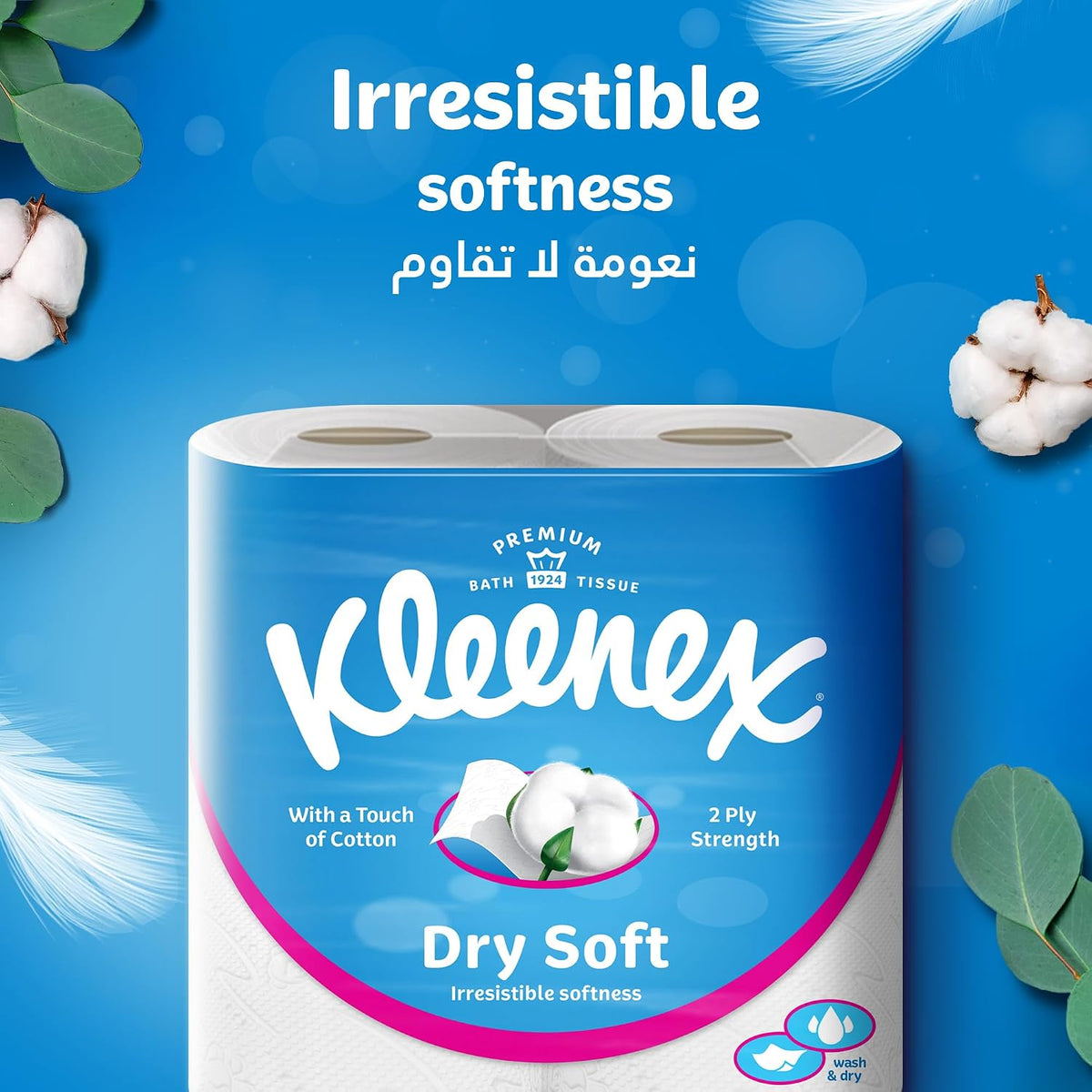 Kleenex Dry Soft Toilet Tissue Paper, 2 PLY, 40 Rolls x 200 Sheets, Embossed Bathroom Tissue with a Touch Of Cotton — additional view 2