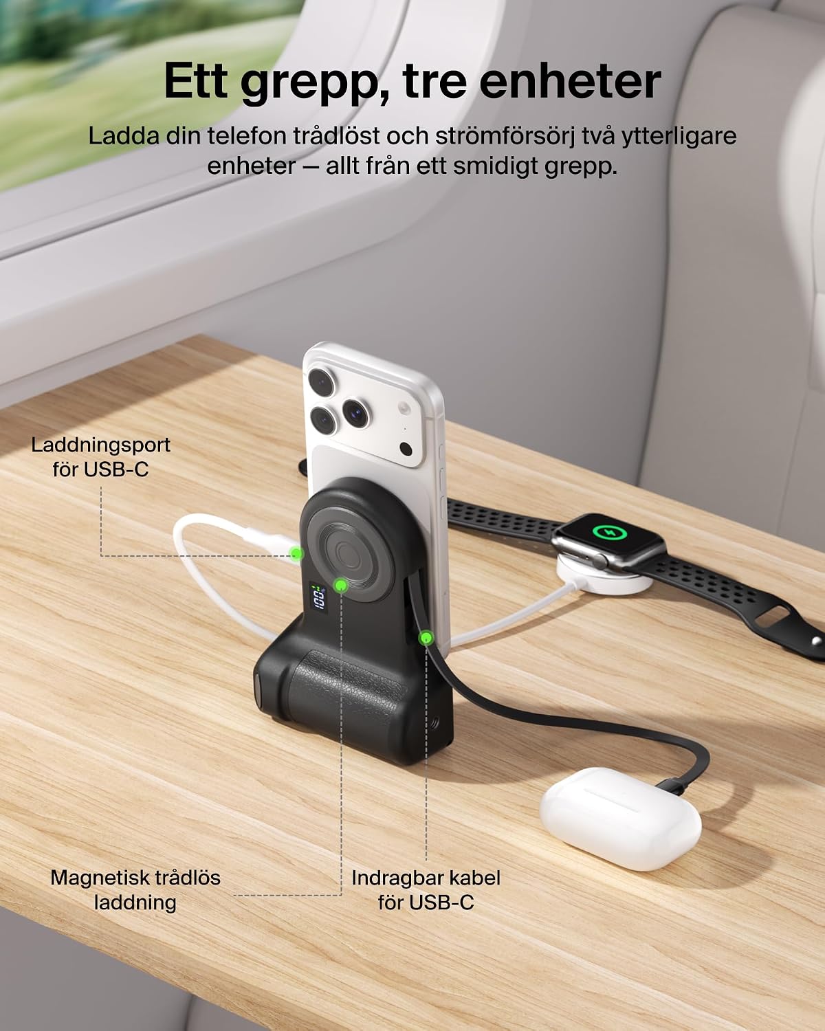 Belkin Stage PowerGrip 9300mAh Magnetic Camera Grip with Power Bank - Black
